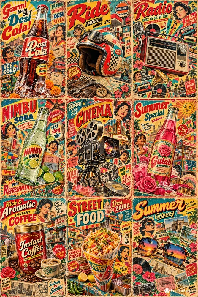 Retro Desi Pop Culture Posters