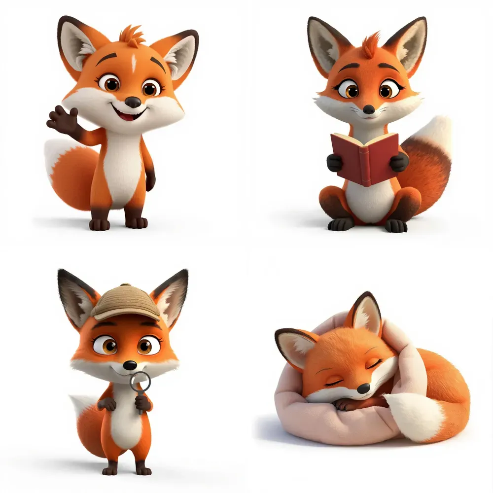 3D Cute Pixar Fox Consistent Characters