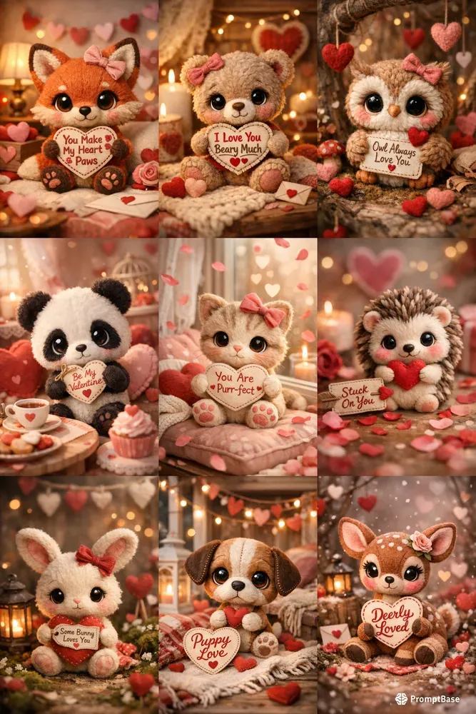Handcrafted Animal Valentine Portraits