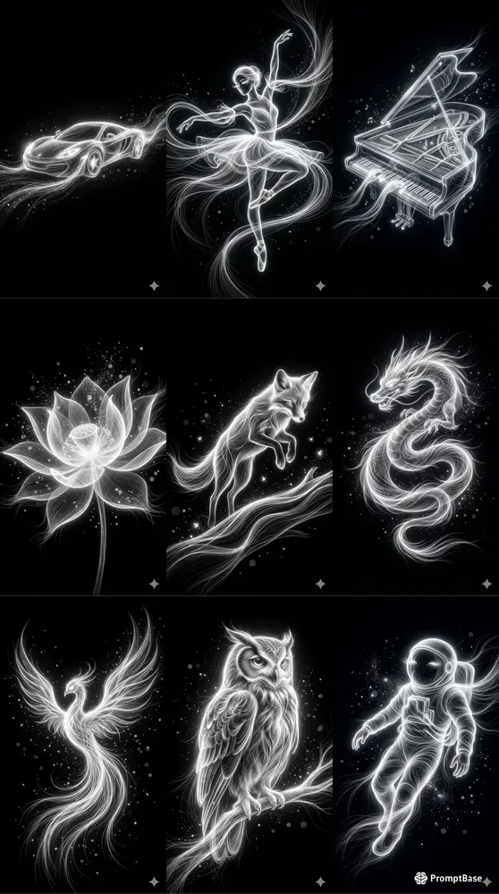 Ethereal Glowing Fiber Light Art