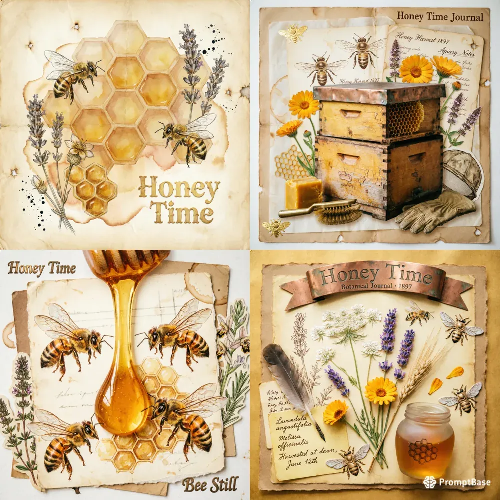 Honey Time Junk Journal Wall Art
