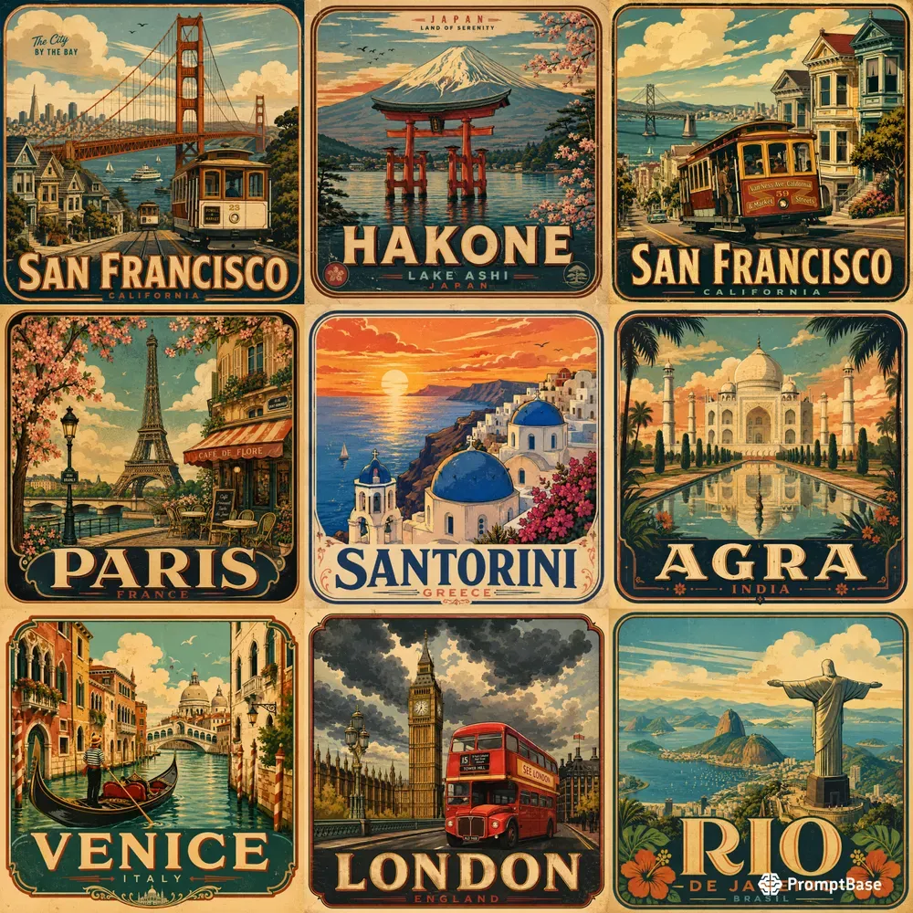 Vintage City Travel Poster Art