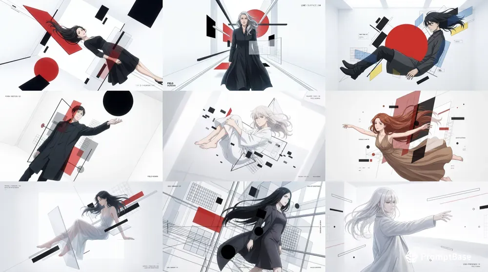 Suprematist Geometric Anime Spaces