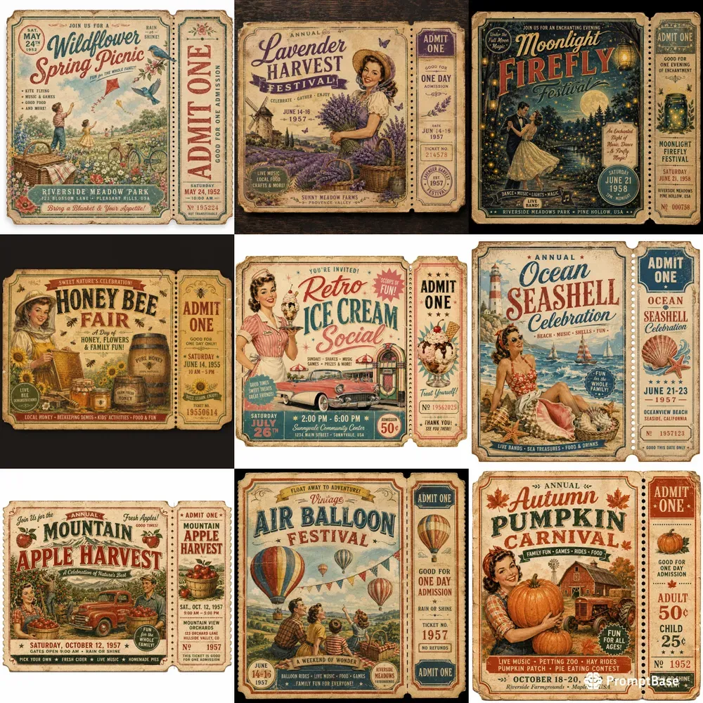 Vintage Retro Event Ticket Generator