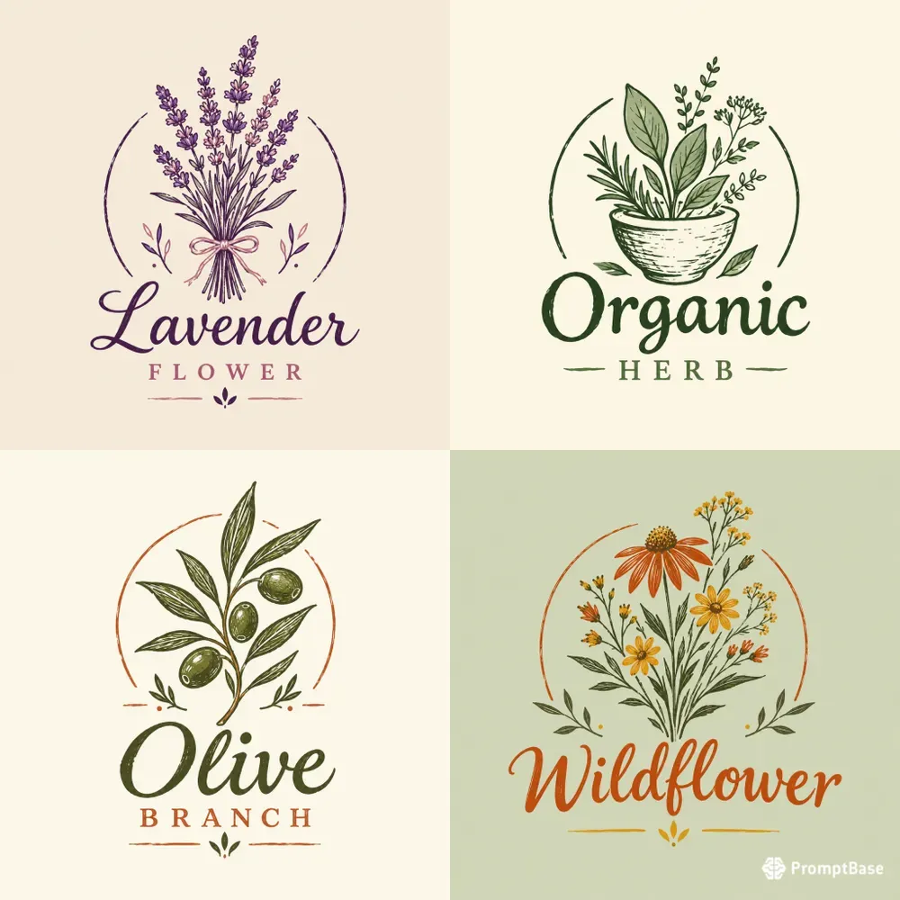 Organic Handdrawn Botanical Logo Designs