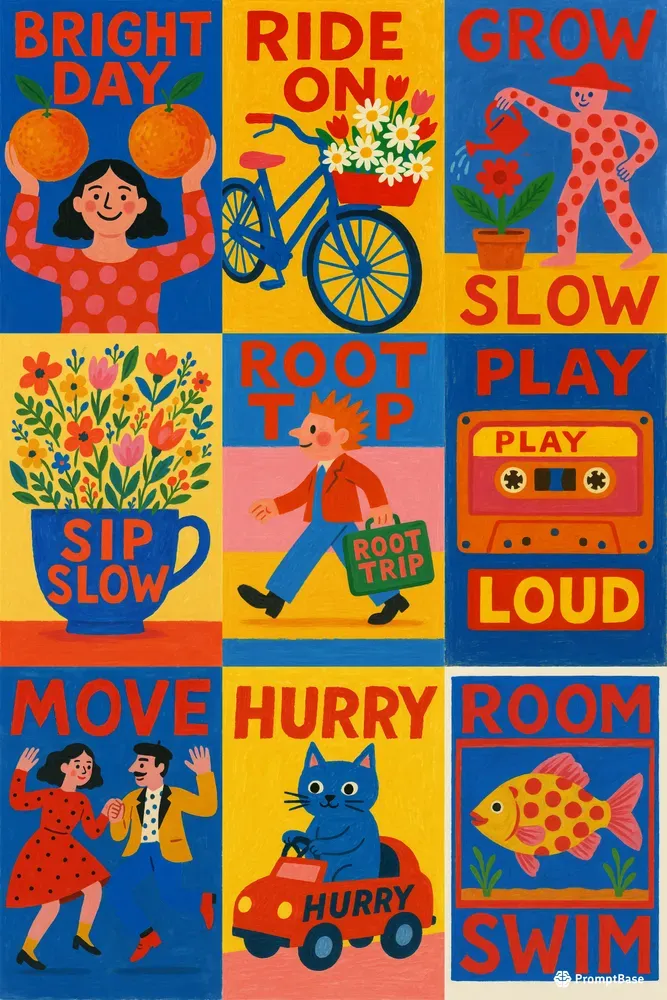 Vibrant Folk Pop Illustrations