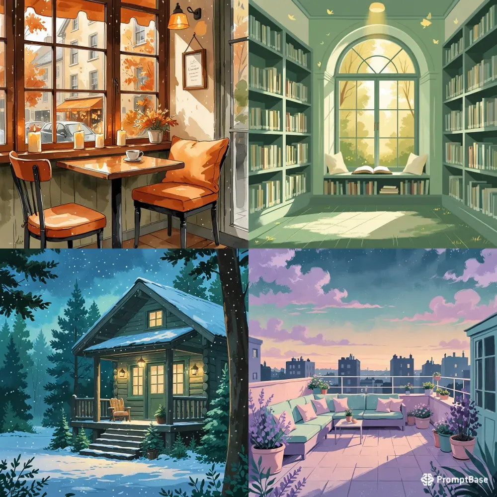 Cozy Aesthetic Scene Illustrations