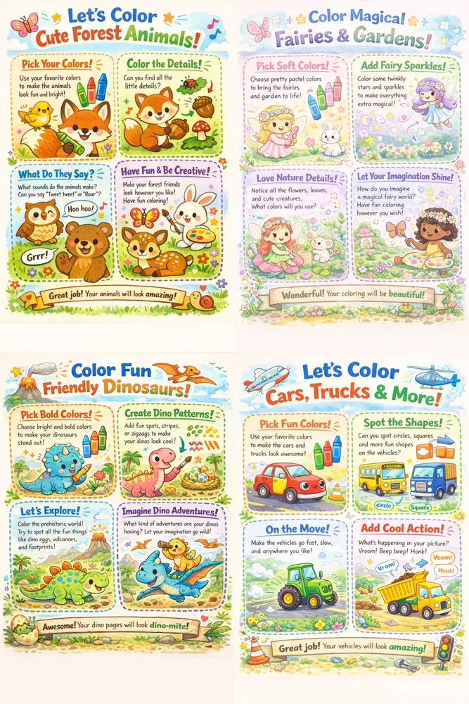 Playful Kids Coloring Book Instructions