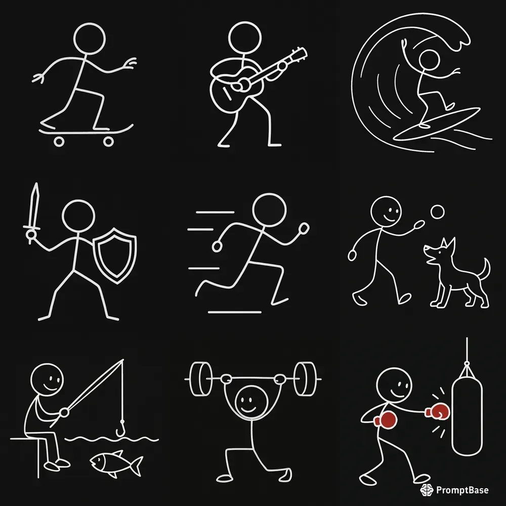 Stickman Action Poses Line Art