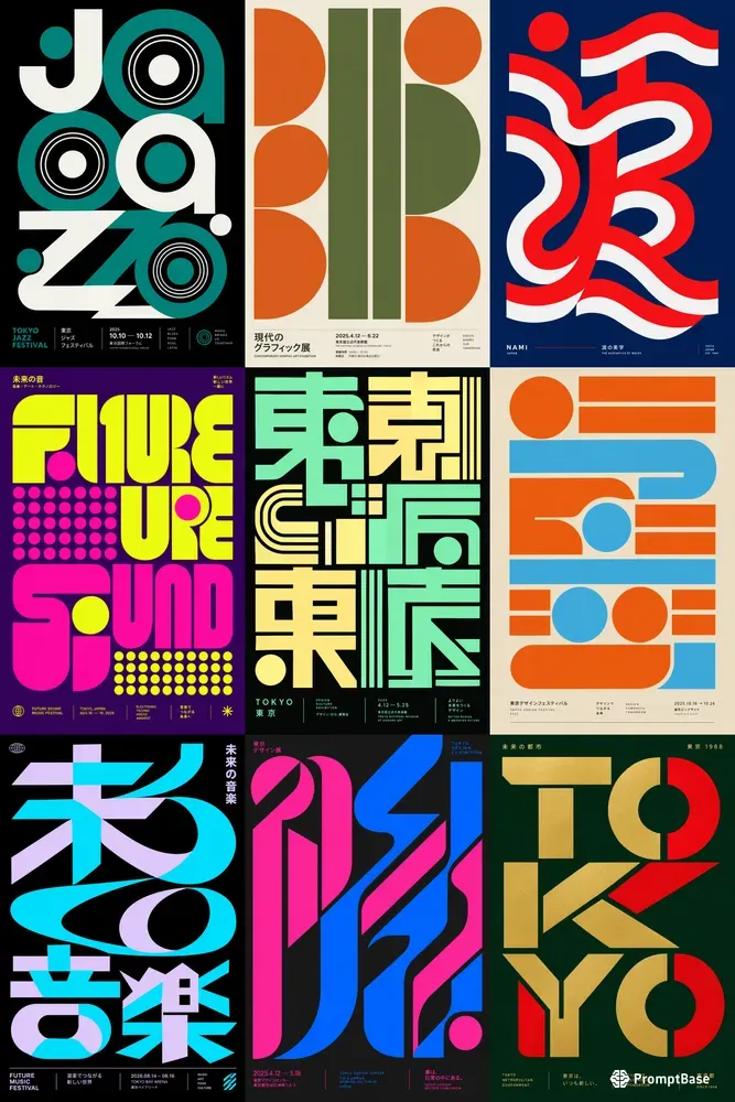 Abstract Geometric Typography Posters