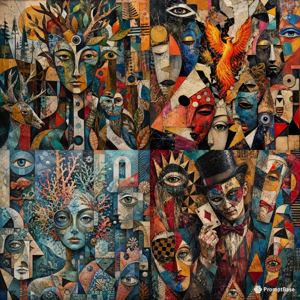 Abstract Faces Collages