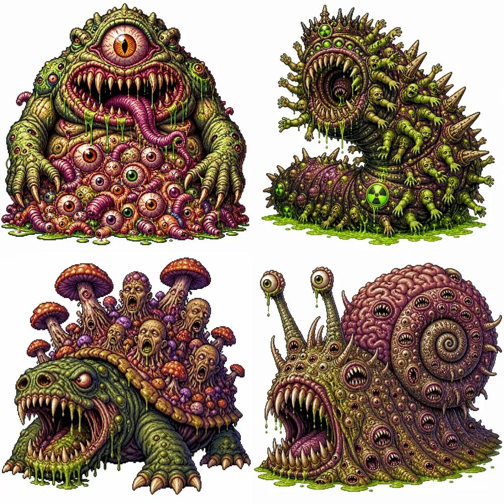 Retro Pixel Horror Monsters