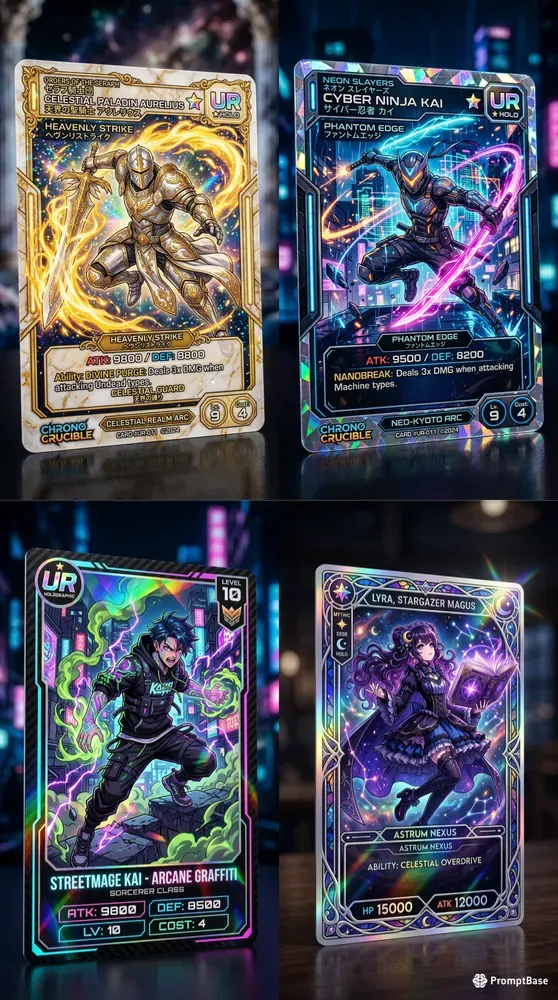 Holographic Anime Trading Cards