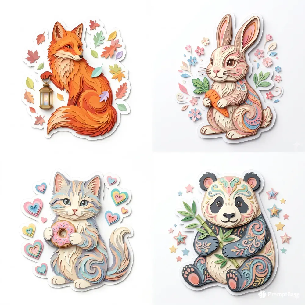 Kawaii 3D Animal Stickers