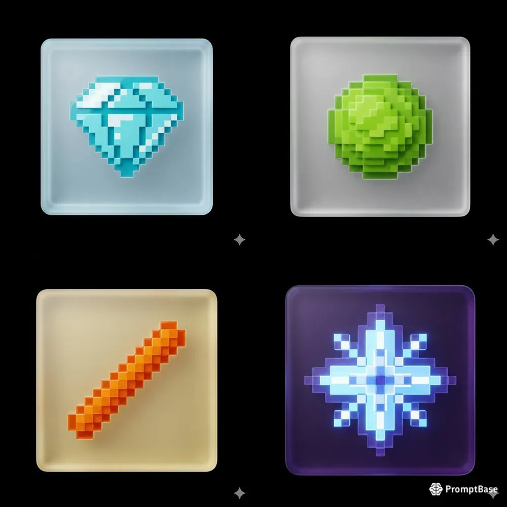 Consistent Flat Voxel Glass App Icons