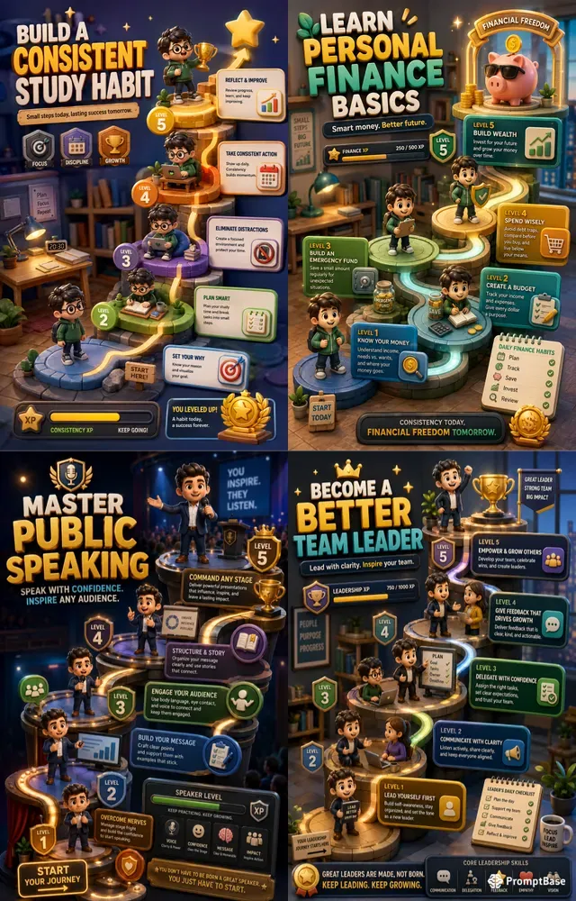 3D Skill Tree Levelup Posters