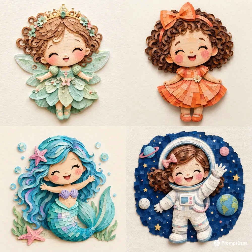 Paper Mosaic Baby Characters