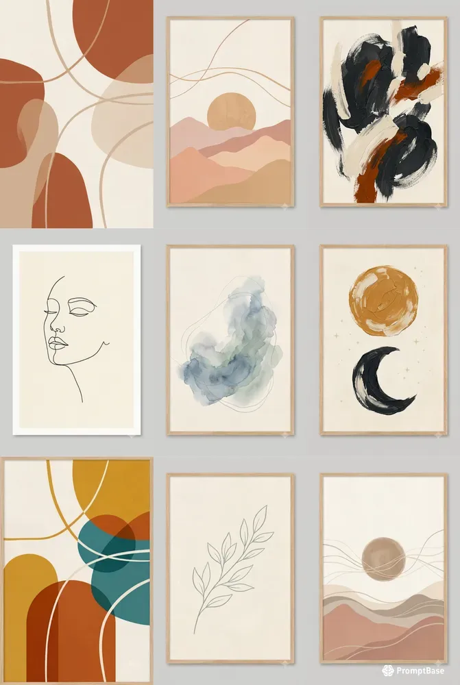 Abstract Boho Wall Art Print Studios