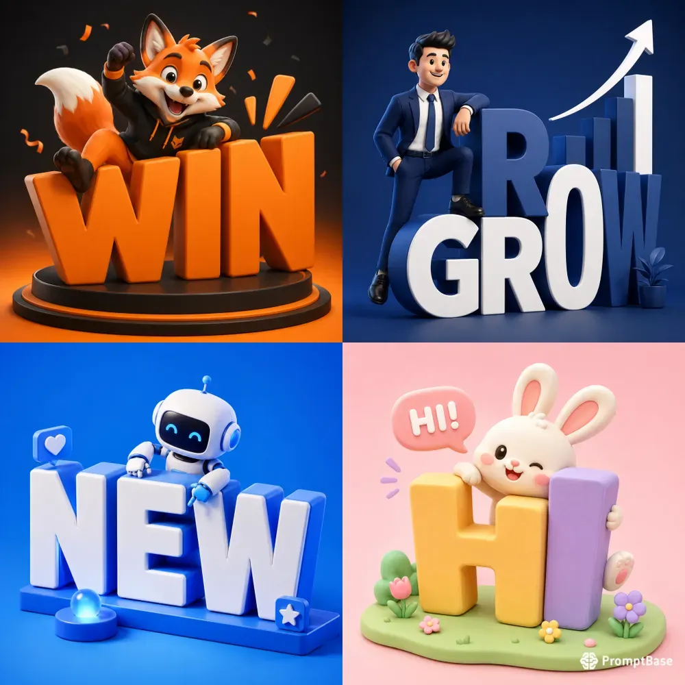 Isometric Mascot 3D Typography Gens