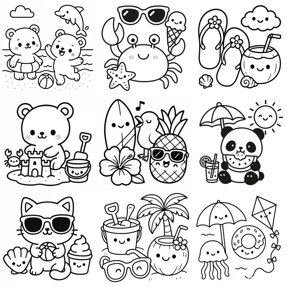 Bold And Easy Fun Summer Coloring Pages