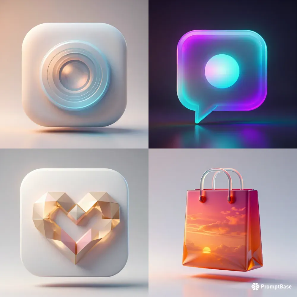 3D Frosted Glass Neumorphic App Icons