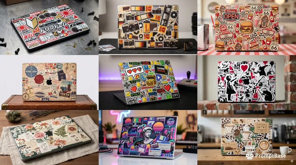 Sticker Bomb Laptop Photography