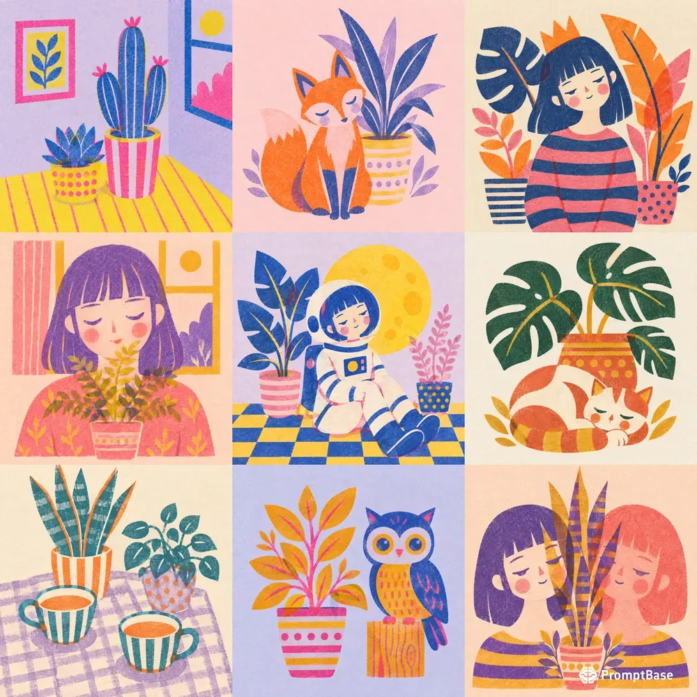 Risograph Plant Illustrations