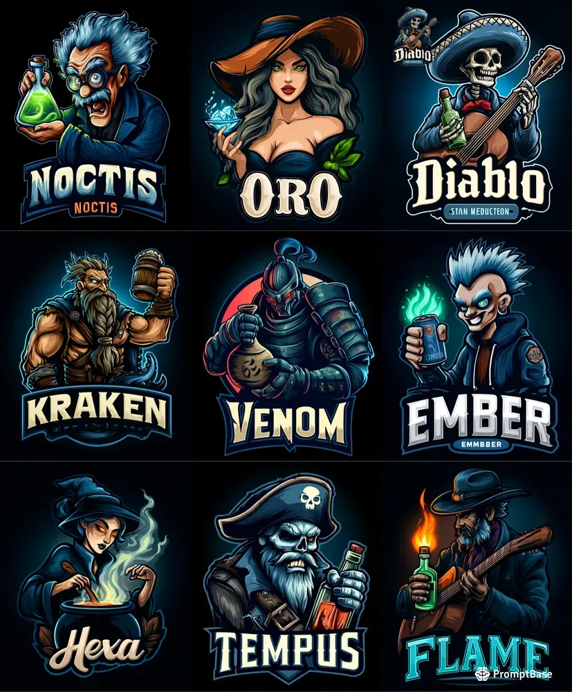 Cinematic Mascot Liquor Logos