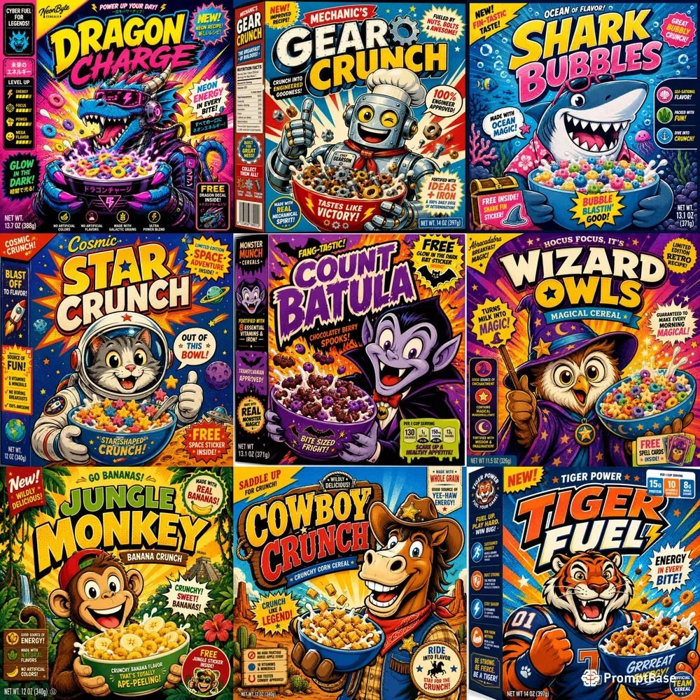 Retro Popart Cereal Mascots