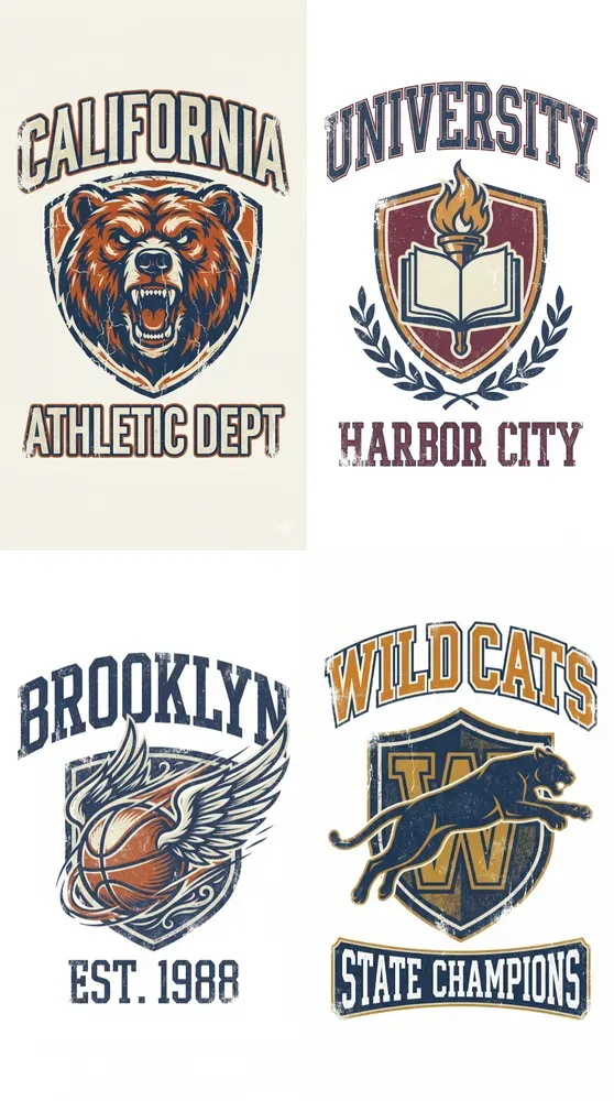 Vertical Vintage College Logos
