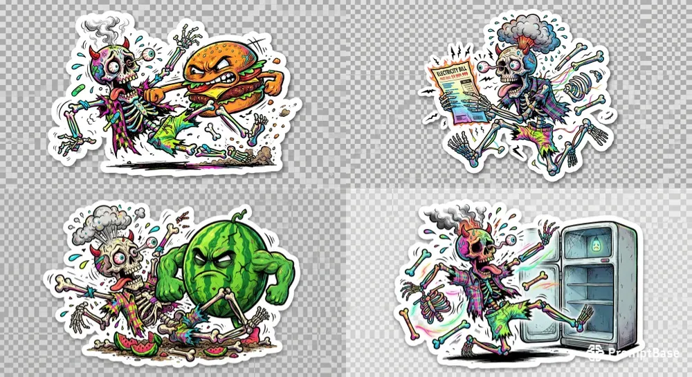 Hilarious Chaos Skeleton Sticker Packs