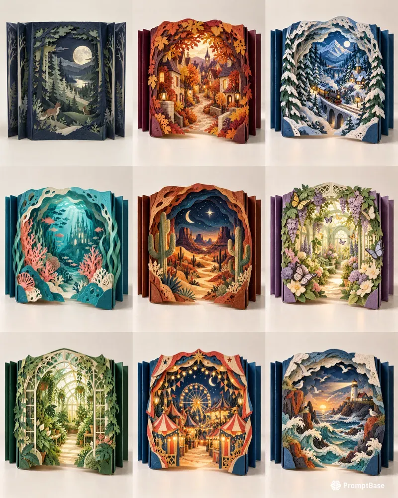 Accordion Paper Tunnel Scenes