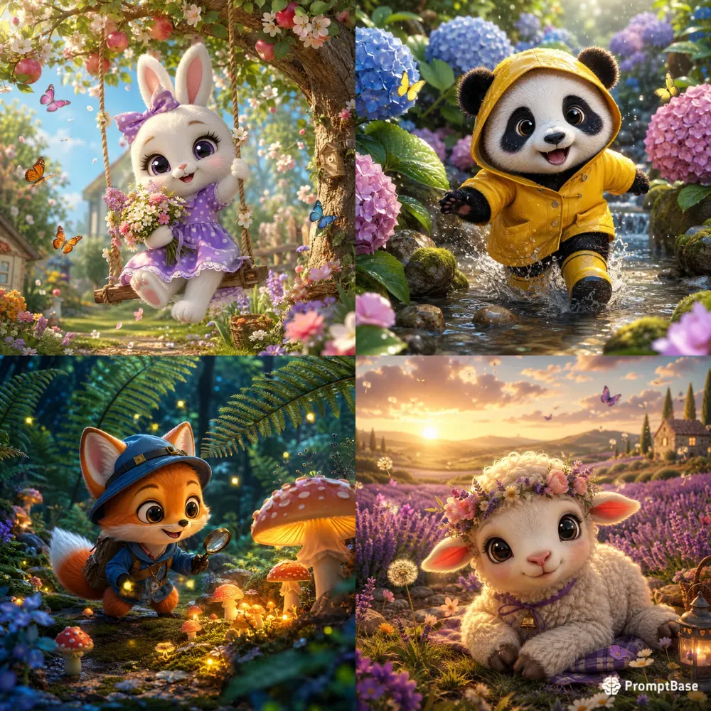 Whimsical 3D Fantasy Character Scenes