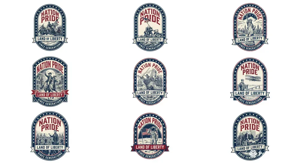 Retro Americana Woodcut Emblems