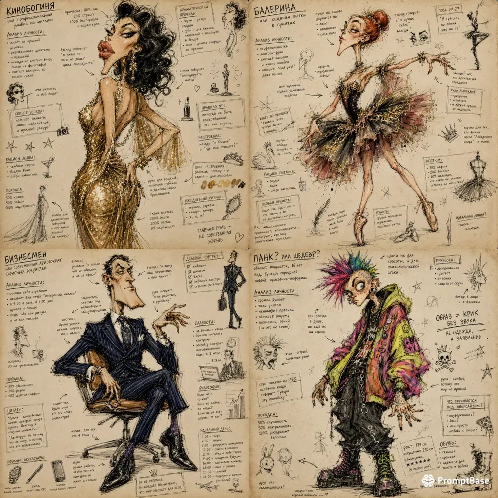 Grotesque Fashion Caricatures
