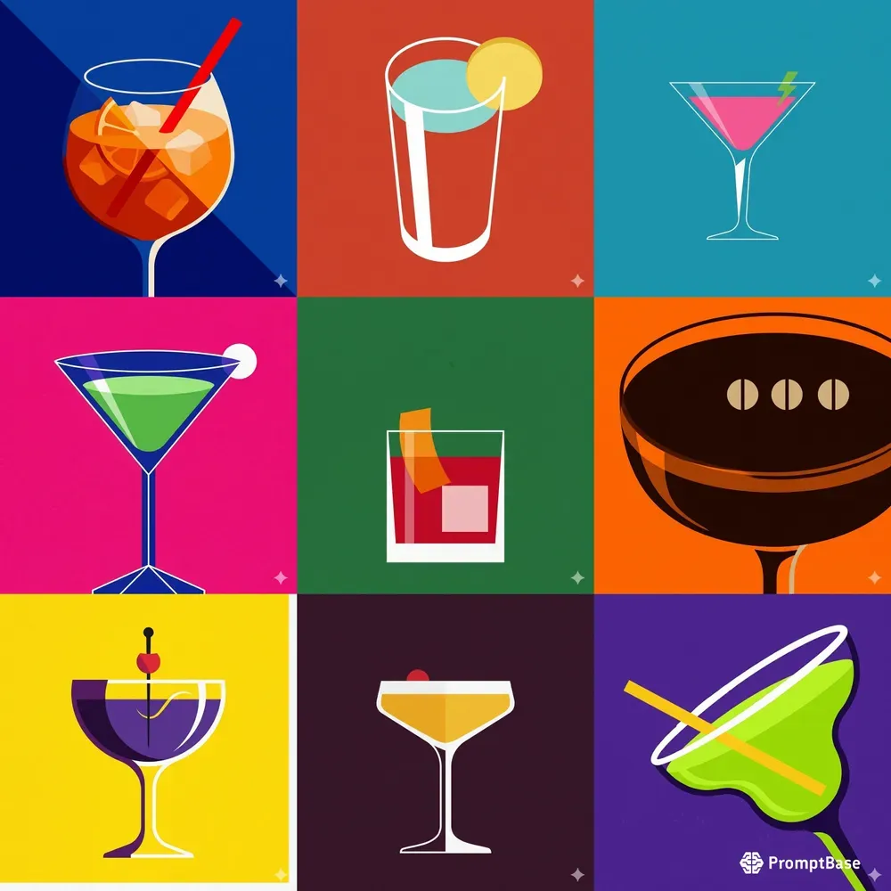 Minimalist Popart Cocktail Illustrations