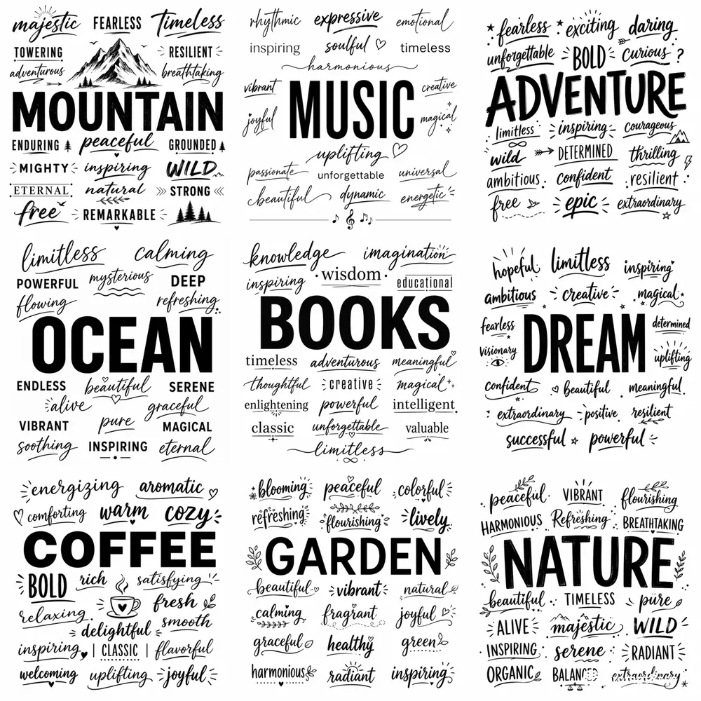 Minimalist Typography Word Art Sets