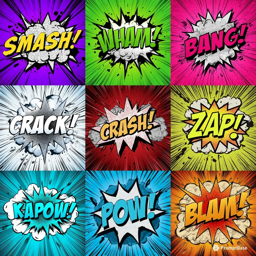 Comic Book Onomatopoeia Starbursts
