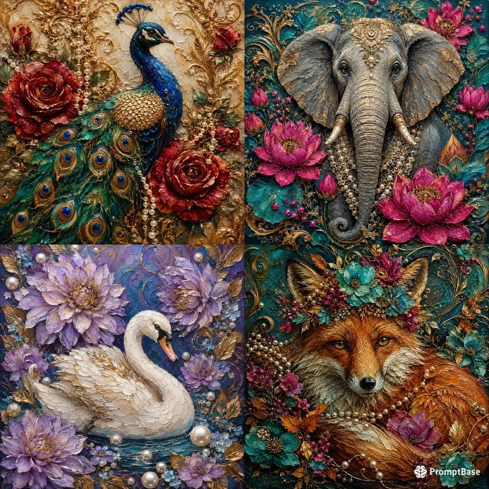 Jeweltoned Impasto Animal Portraits