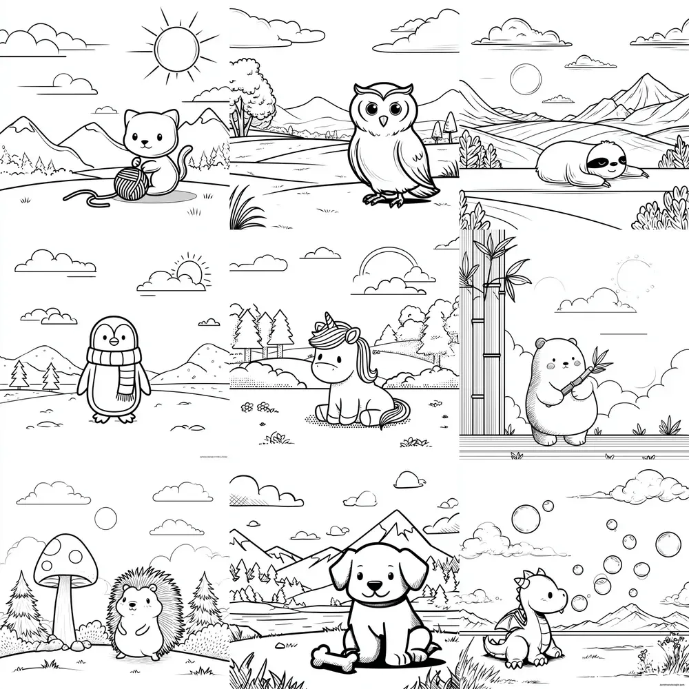 Animals In Landscape Coloring Pages