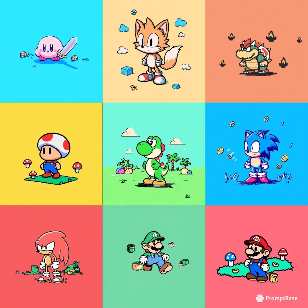 Nintendo Sega Icons 16bit Pixel Art