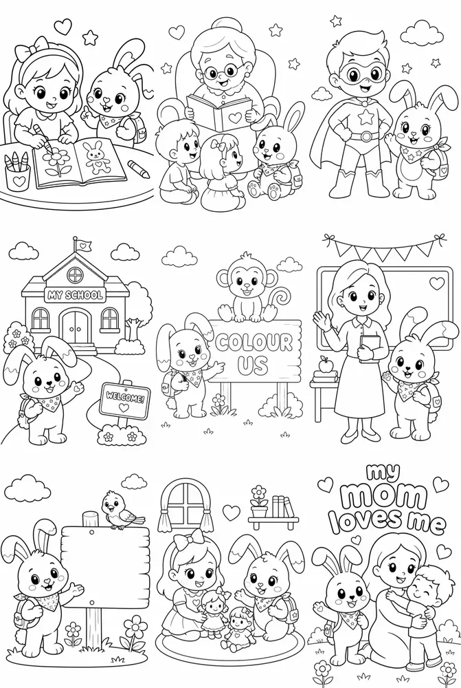 Preschool Coloring Book Pages With Bunnies