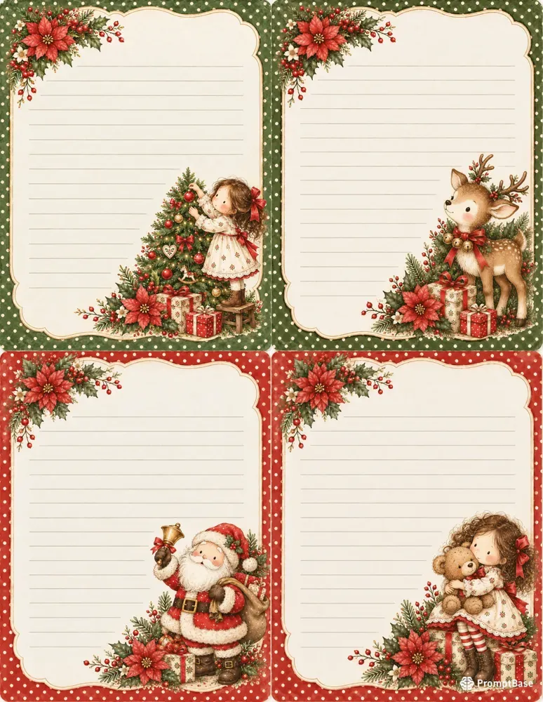 Vintage Christmas Junk Journal Postcards