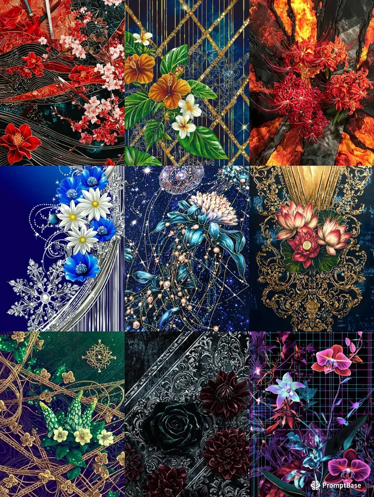 Exotic Floral Art Deco Tees