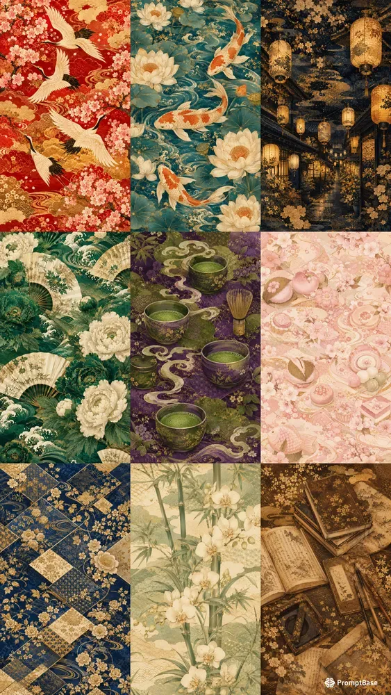Vintage Refined Vivid Kimono Patterns