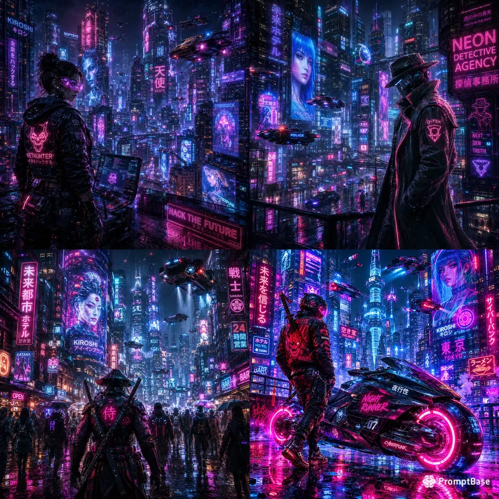 Neon Cyberpunk City Character Packs