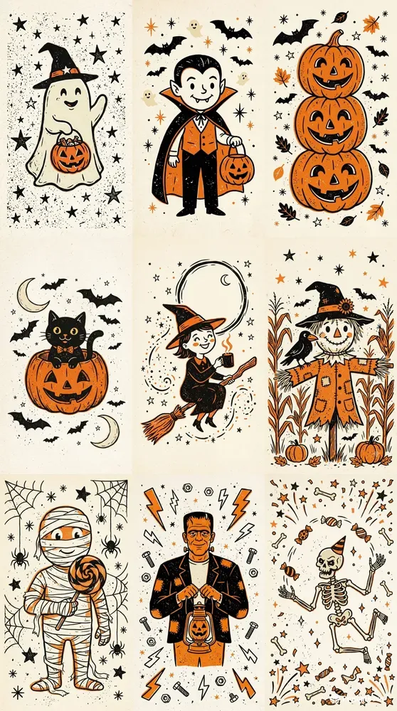 Vintage Halloween Screenprint Art