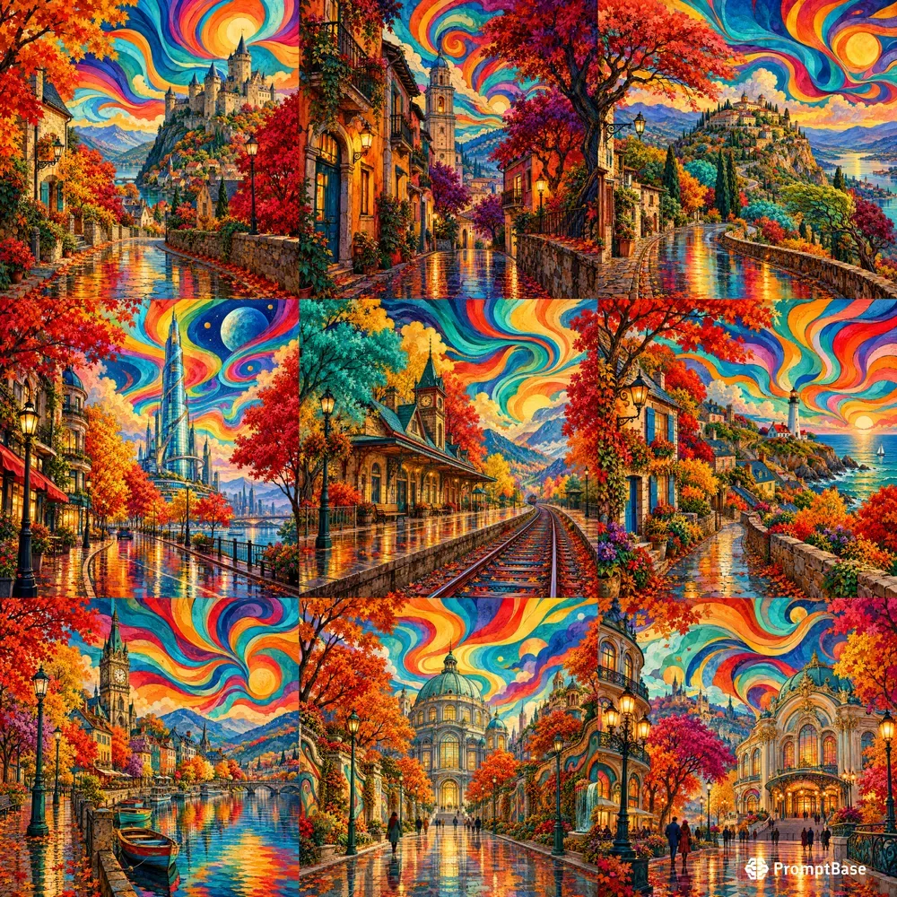 Psychedelic Autumn Cityscapes
