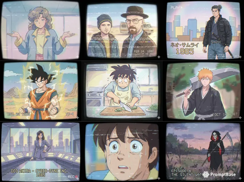Retro 80s VHS Anime Frames
