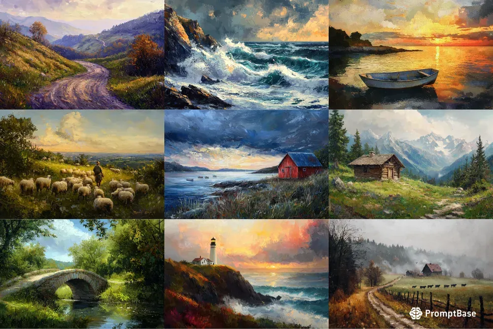 Oil Landscapes In Neoromanticism Style